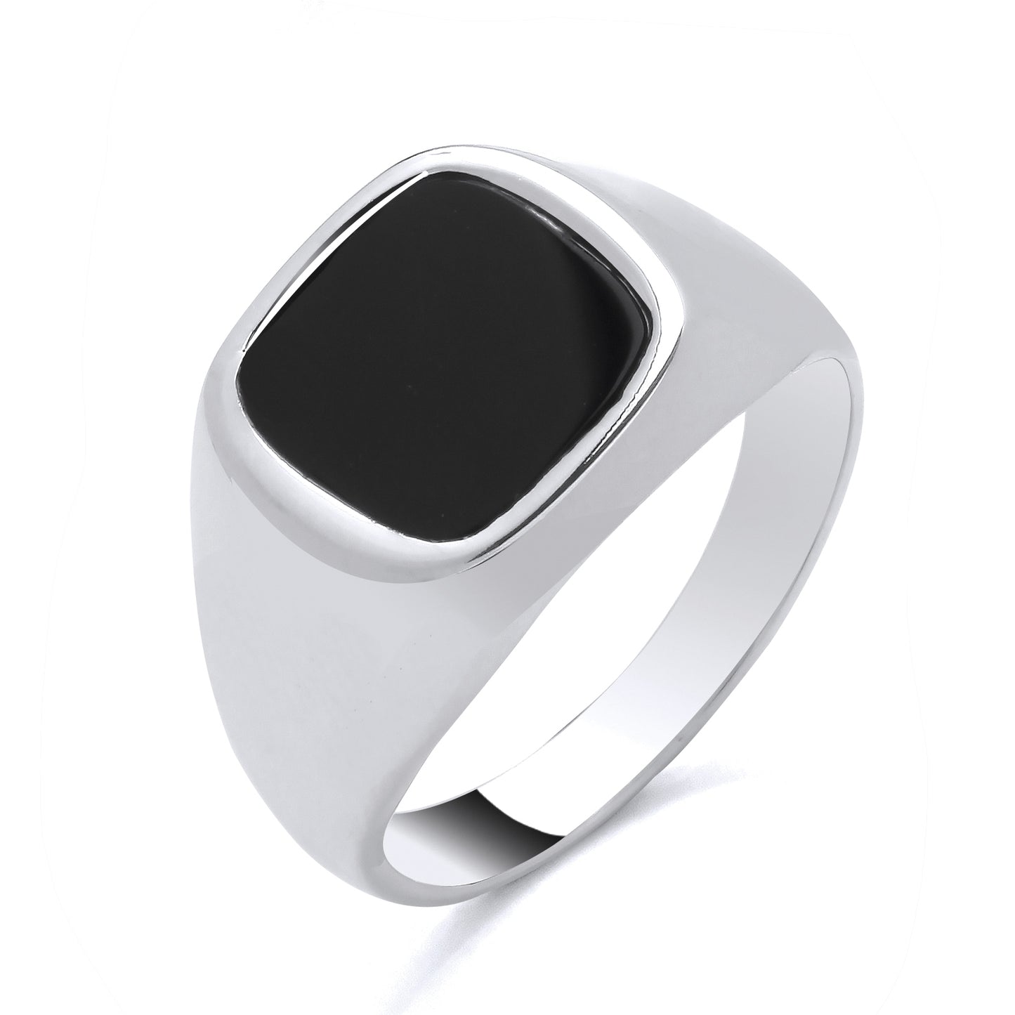 925 Silver & Onyx Set Cushion Signet Ring