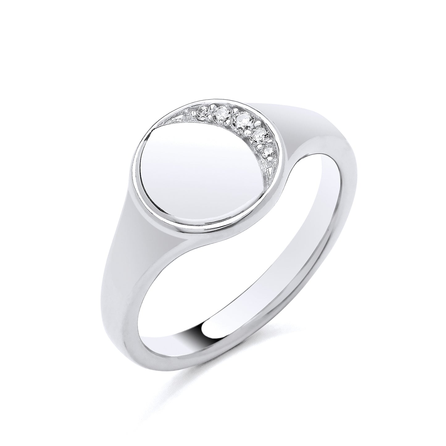New 925 Silver & Cubic Zirconia Set Round Signet Ring in various sizes with the weight 5.90 grams. Ring Face 11mm Diameter