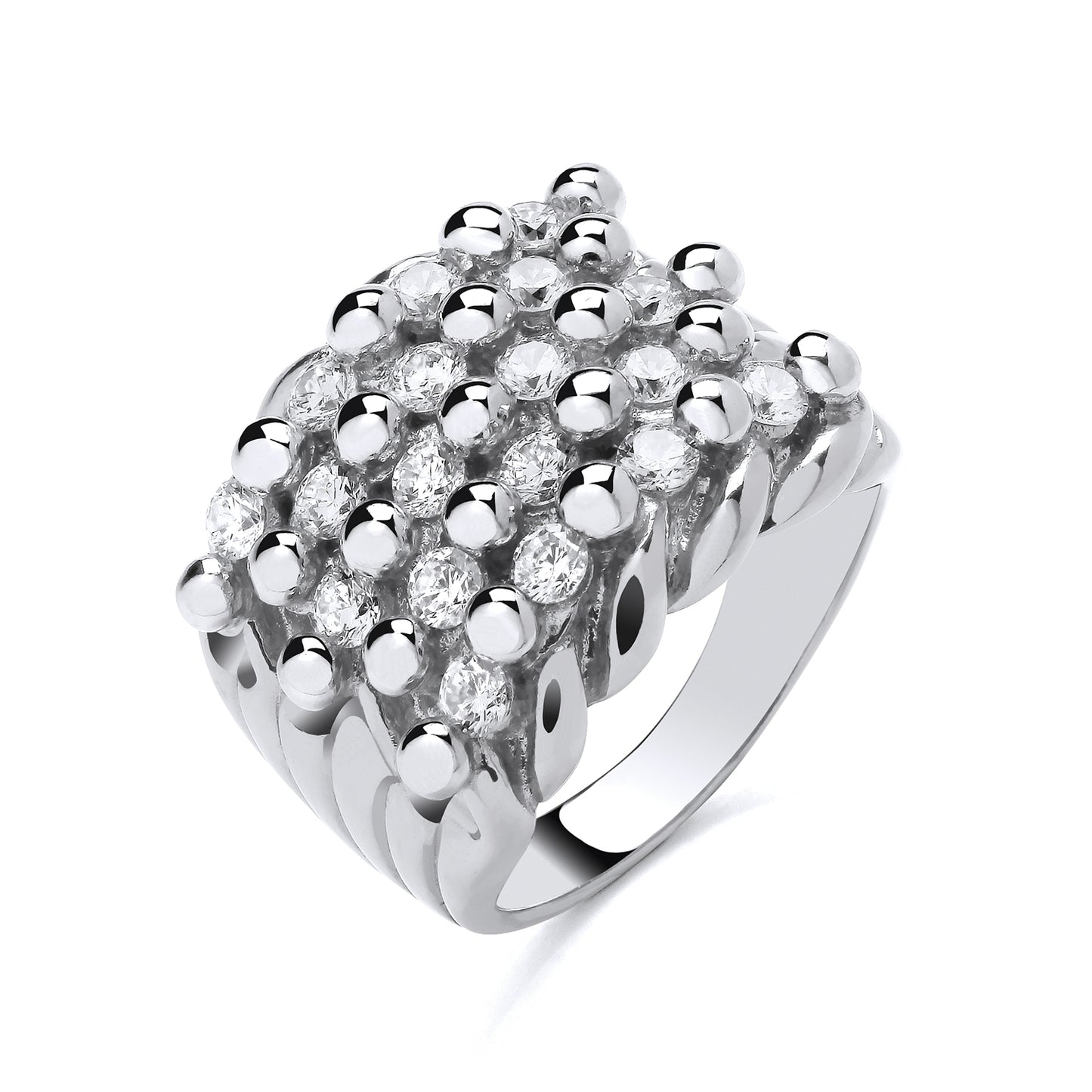 925 Silver & Cubic Zirconia Set Keeper Ring