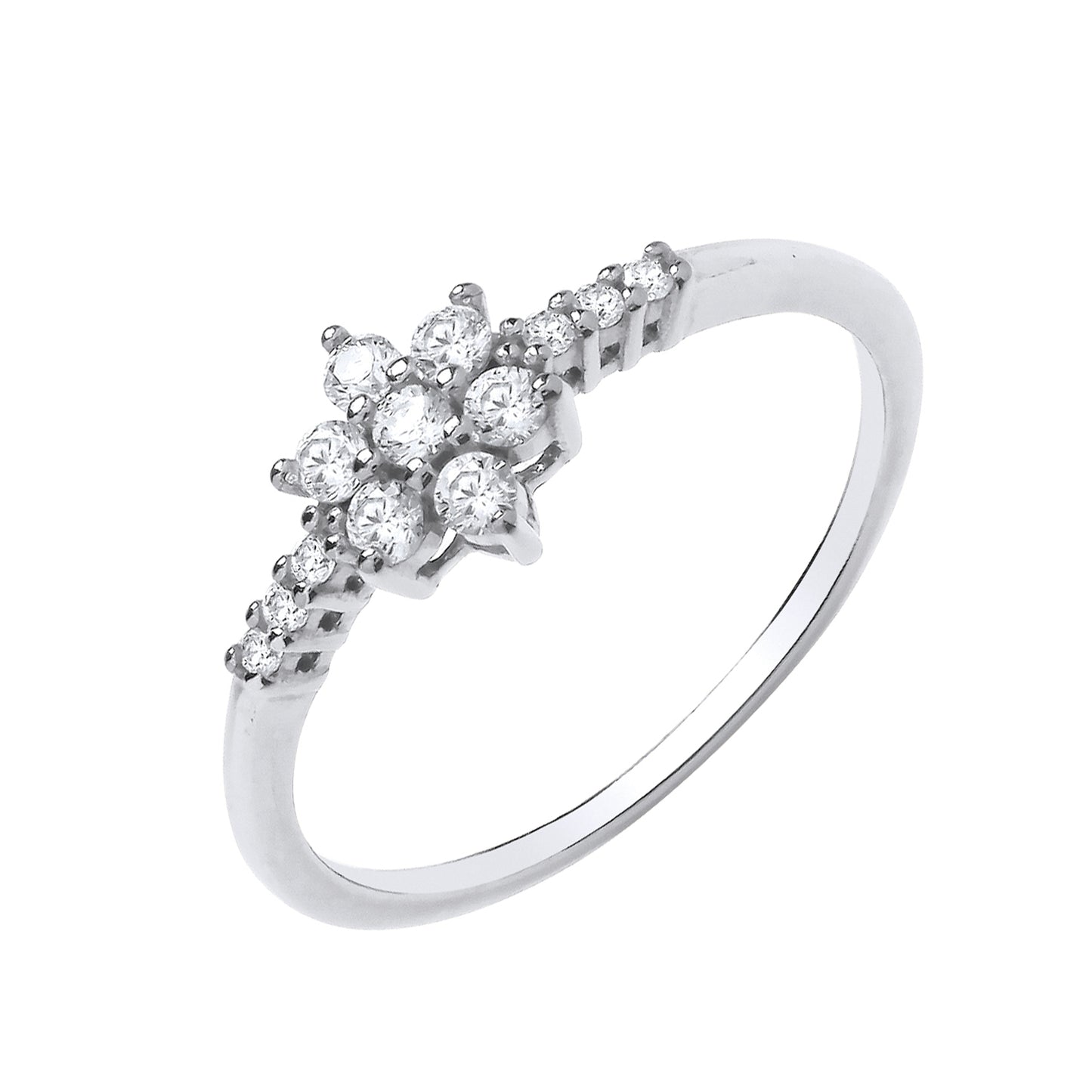 925 Silver & Cubic Zirconia Set Flower Cluster Ring