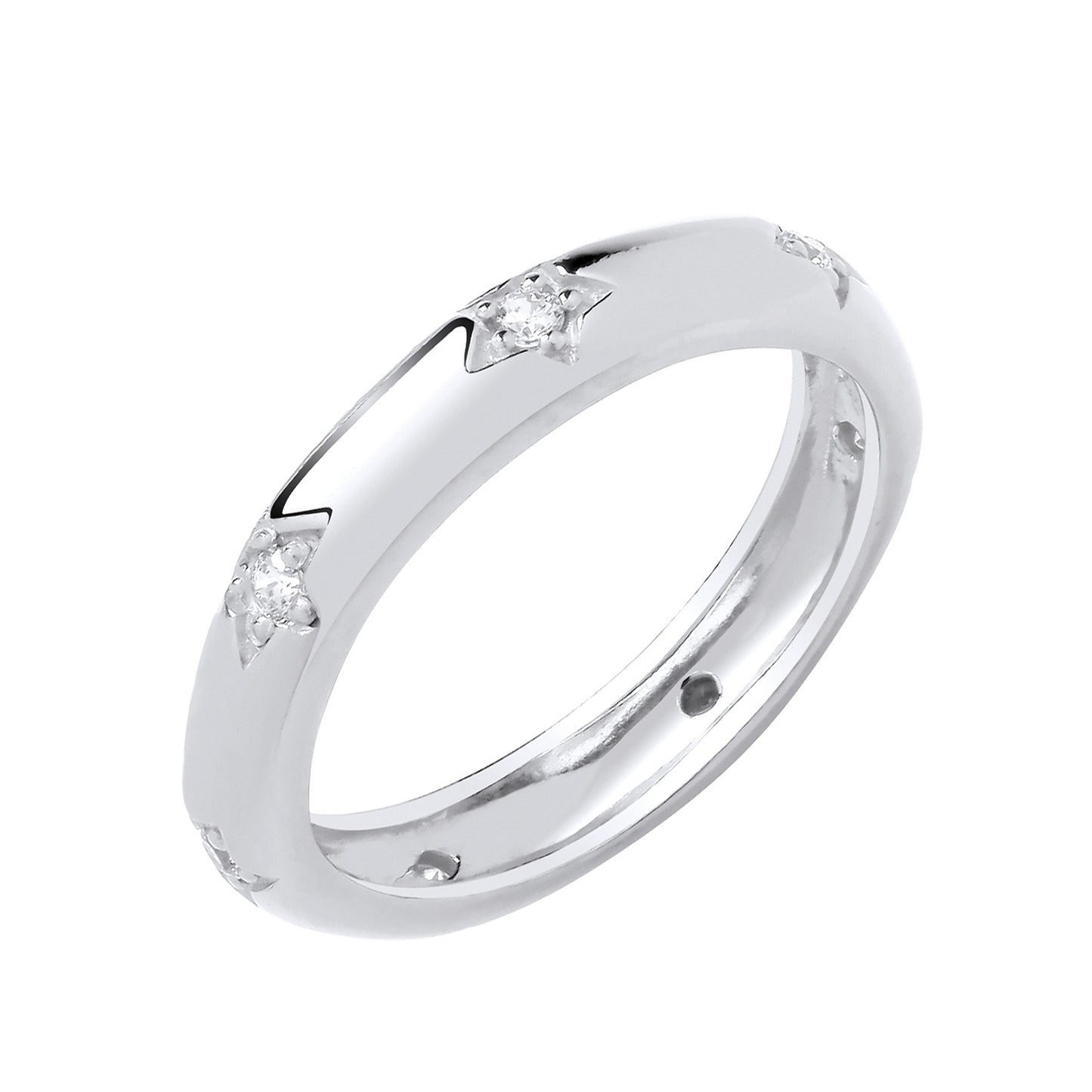 925 Silver & Cubic Zirconia Star Set Band Ring