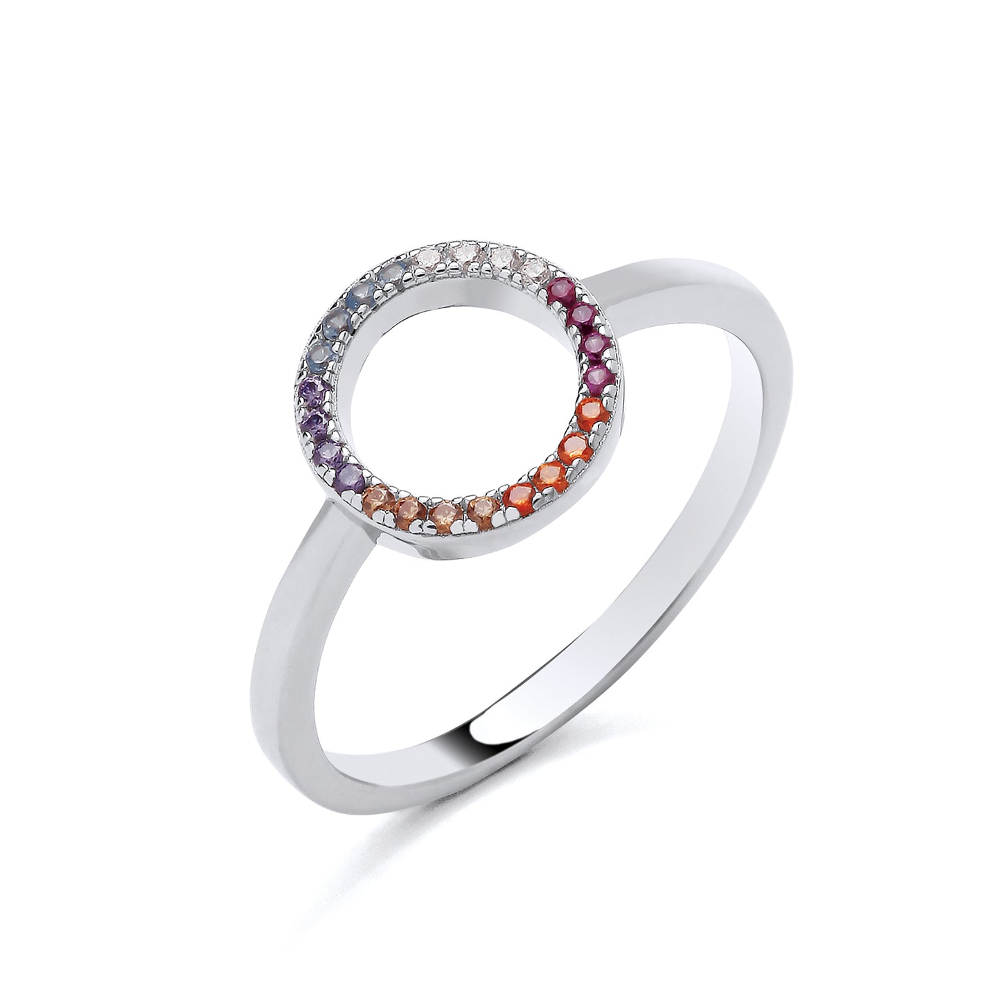 925 Silver & Multi Cubic Zirconia Set Circle Ring