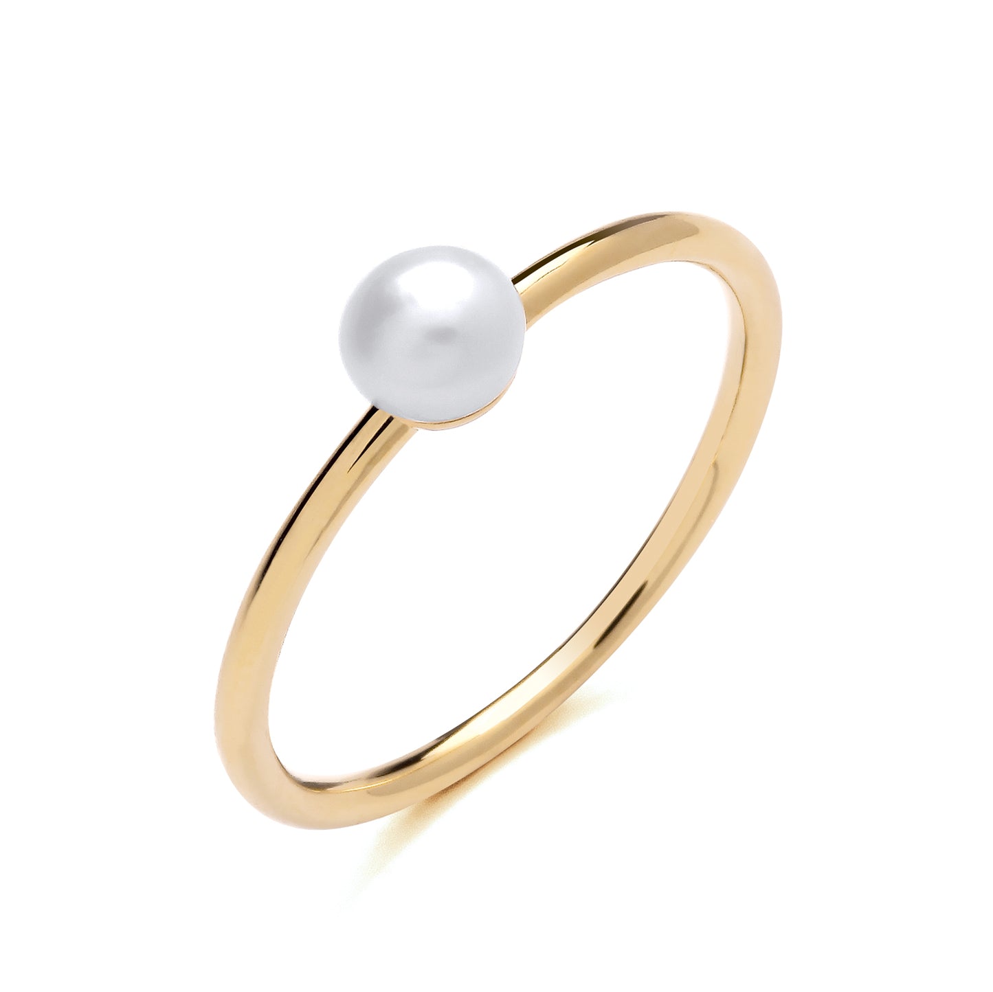 925 Silver Gold Plated & Pearl Set Ring
