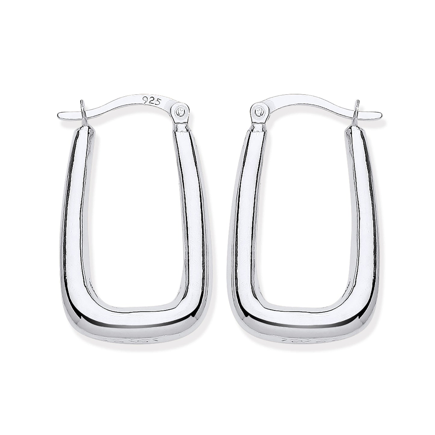 New 925 Silver Plain Oblong Creole Earrings with the weight 2 grams