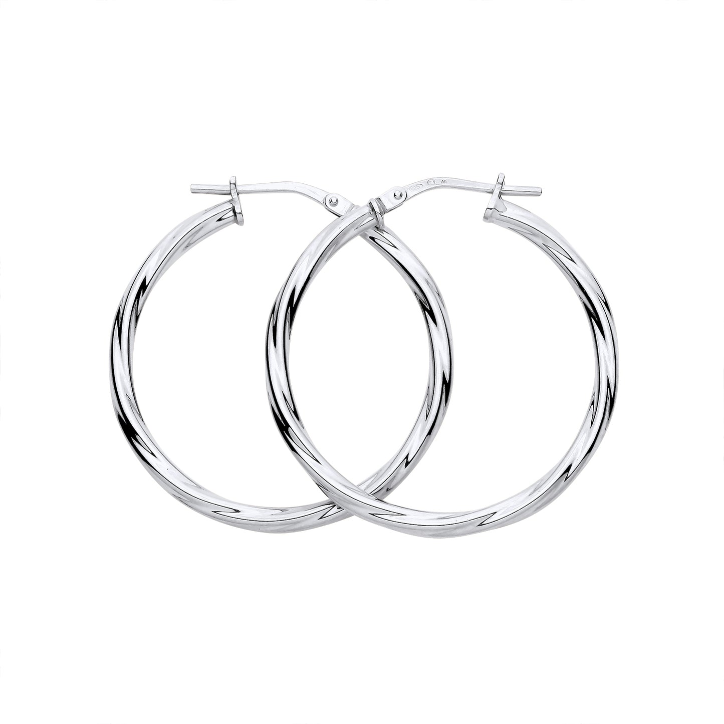 New 925 Silver 30mm Twisted Hoop Creole Earrings with the weight 2.80 grams
