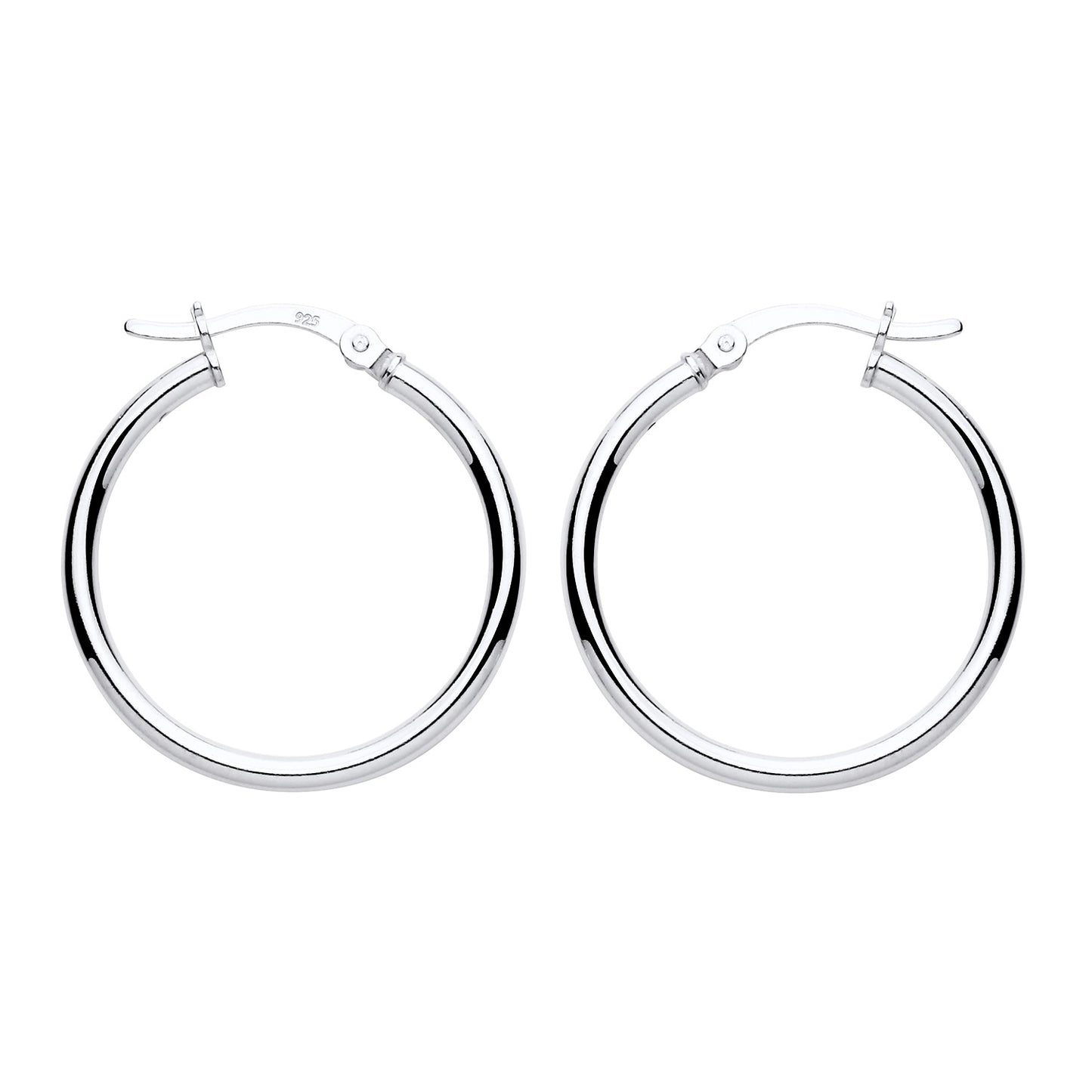 New 925 Silver 25mm Plain Hoop Creole Earrings with the weight 2.50 grams