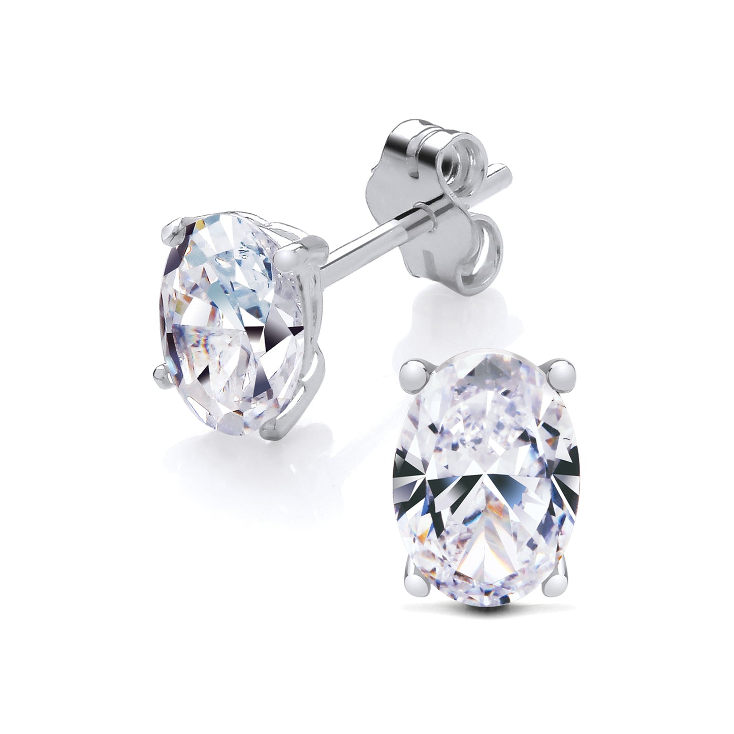 New 925 Silver & 5mm by 7mm Oval Cubic Zirconia Stud Earrings with the weight 1.20 grams