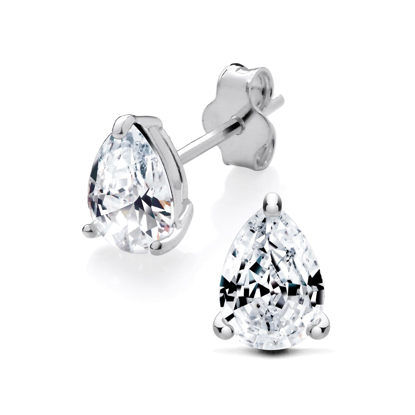 New 925 Silver & 7mm by 5mm Teardrop Cubic Zirconia Stud Earrings with the weight 1.10 grams