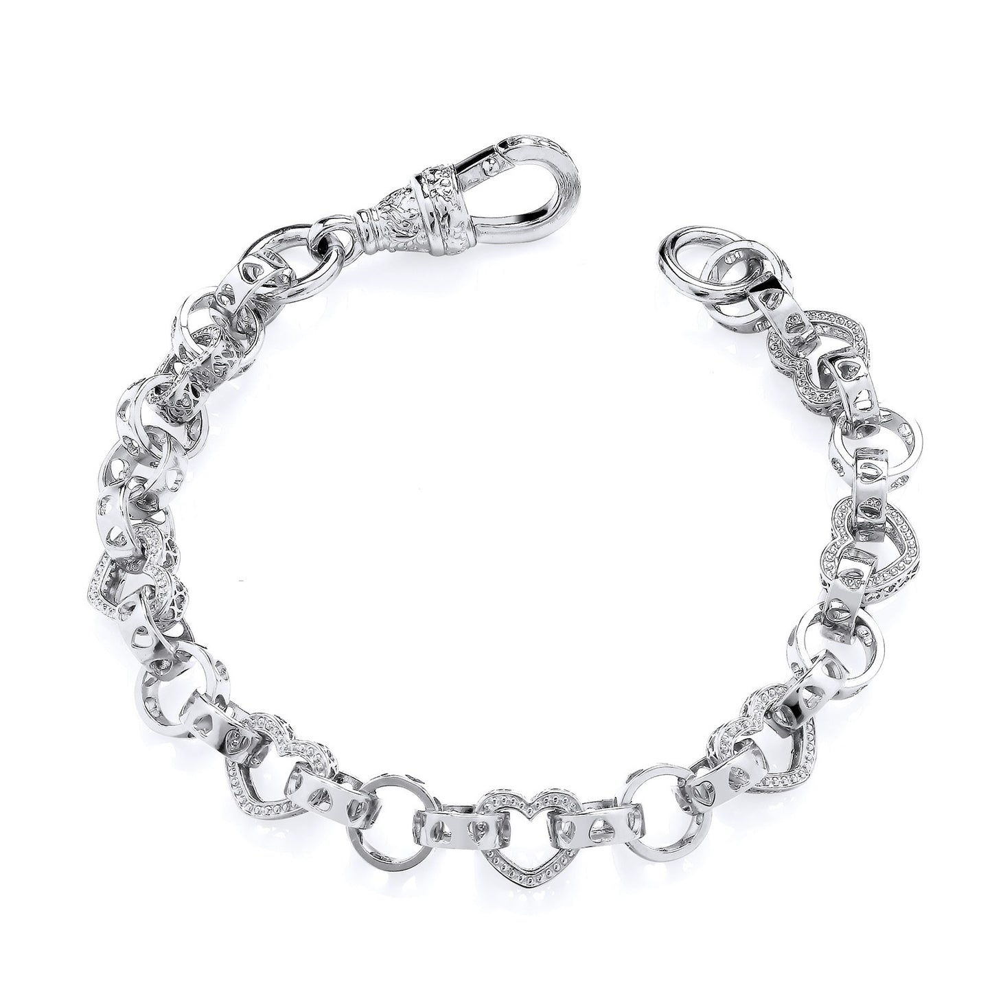 925 Silver 7.5" Heart Link Belcher Bracelet