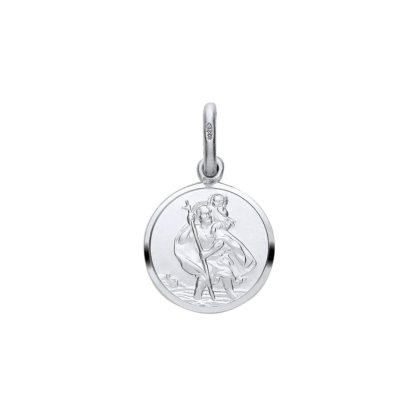 New 925 Silver Round St Christopher Pendant with the weight 1.30 grams. Diameter 12mm