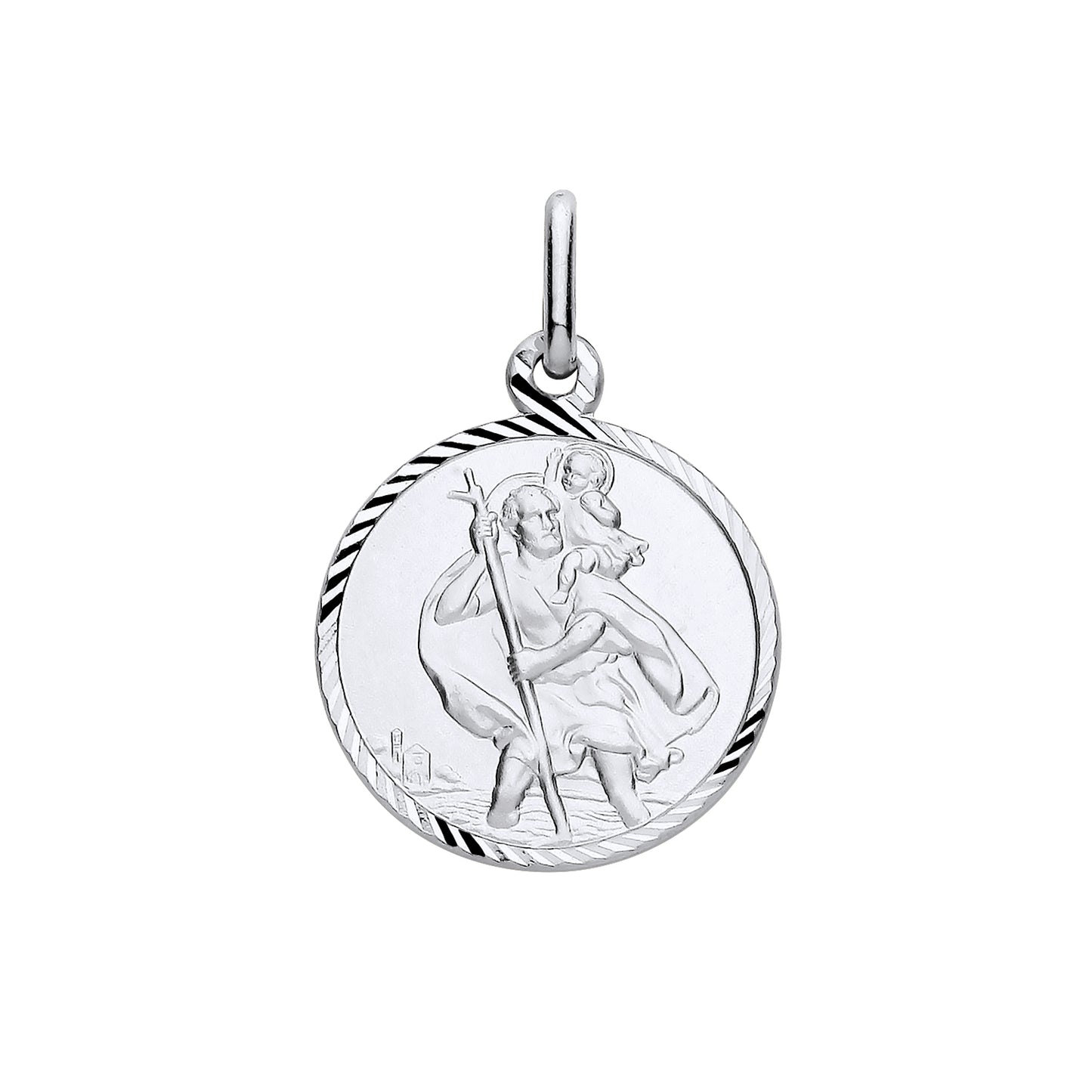 New 925 Silver Round St Christopher Pendant with the weight 2.50 grams. Diameter 16mm