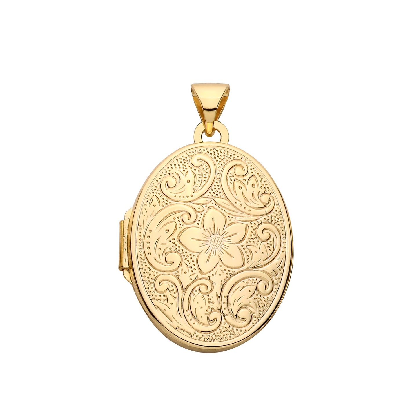 925 Silver Gold Plated Patterned Oval Locket