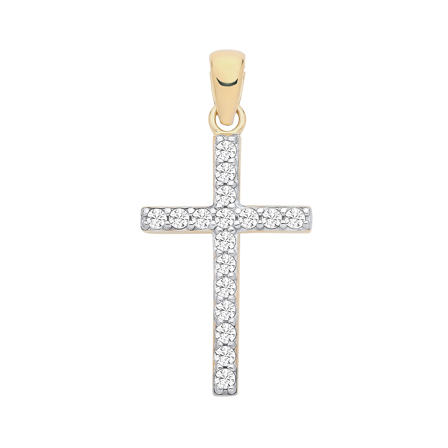 925 Silver Gold Plated & Cubic Zirconia Set Cross Pendant
