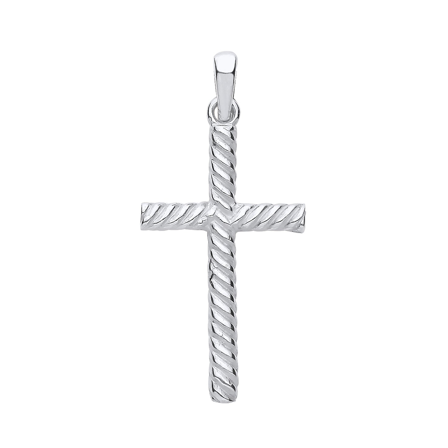New 925 Silver Twisted Cross Pendant with the weight 0.80 grams. Total Length 25.5mm Max Width 12mm