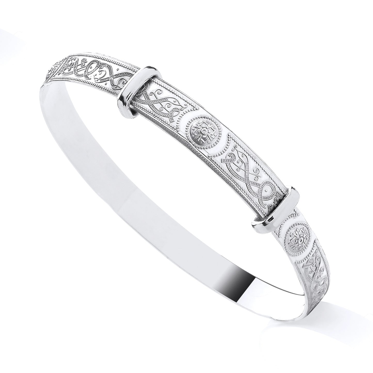 925 Silver Expanding Children's Celtic Patterned Bangle