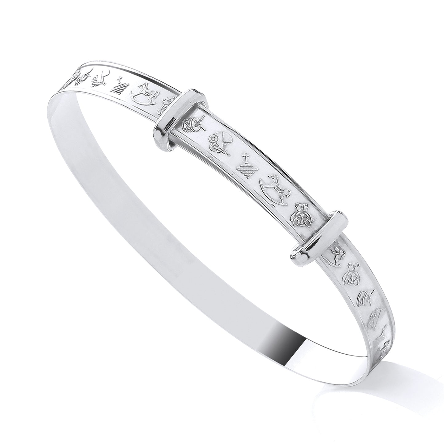 925 Silver Expanding Children's Toy Patterned Bangle