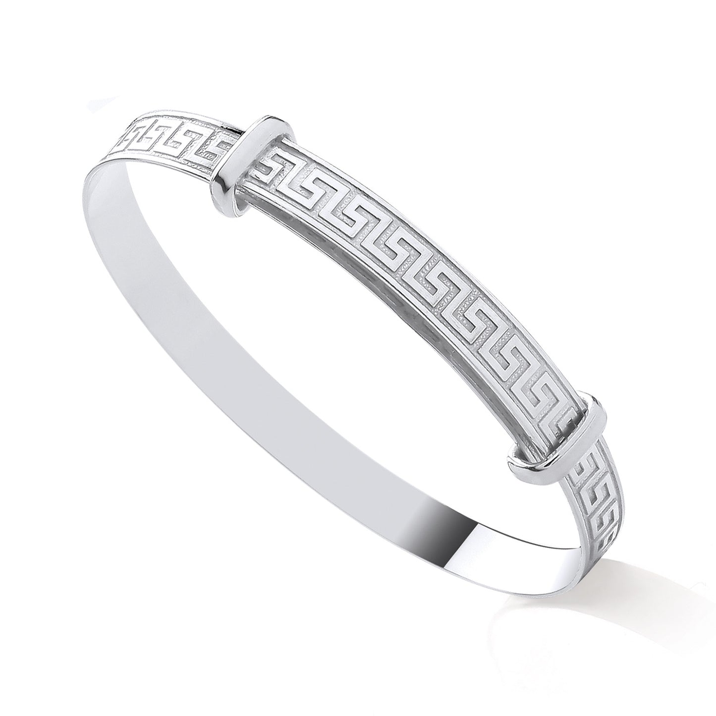 925 Silver Expanding Children's Greek Key Patterned Bangle