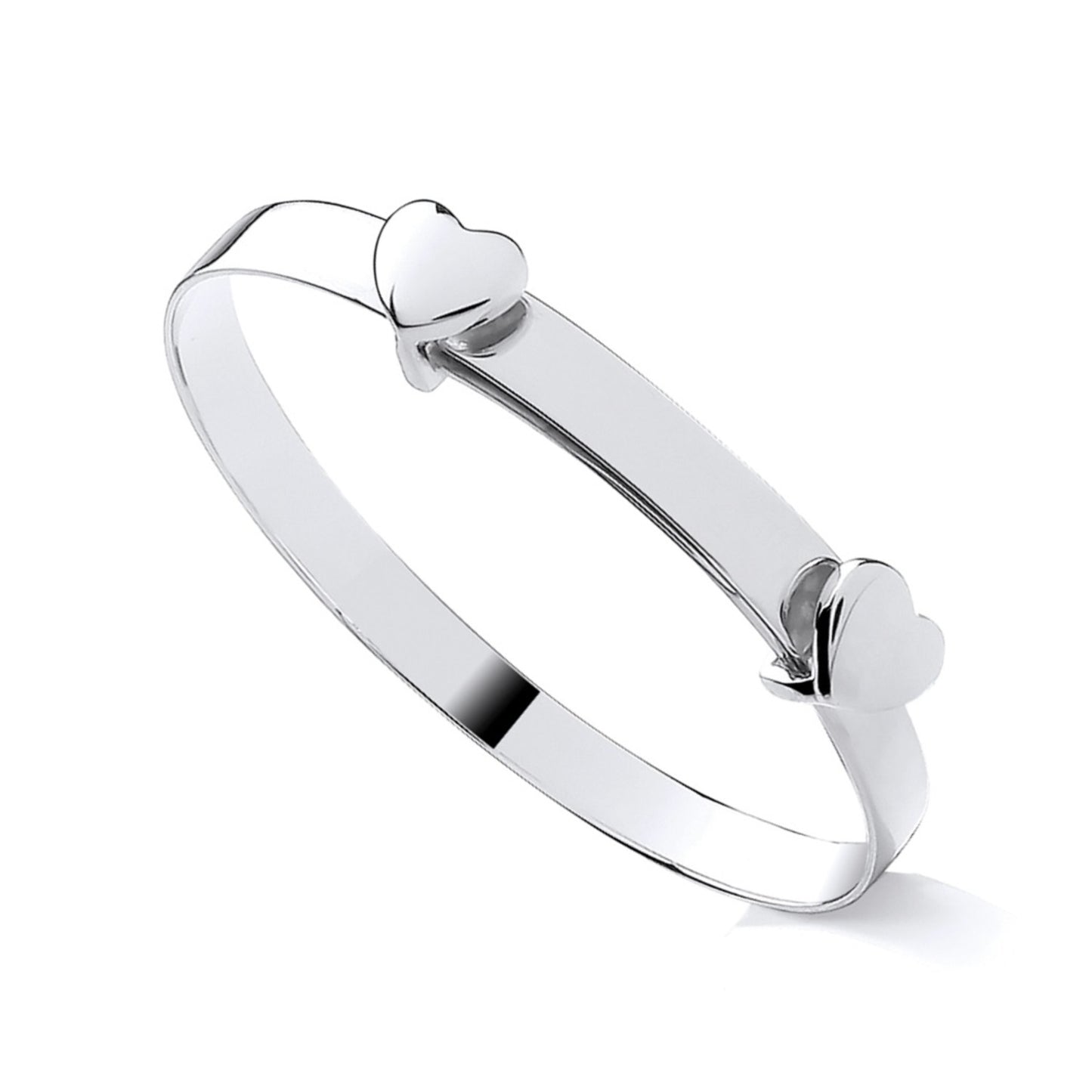 925 Silver Expanding Children's Double Heart Bangle
