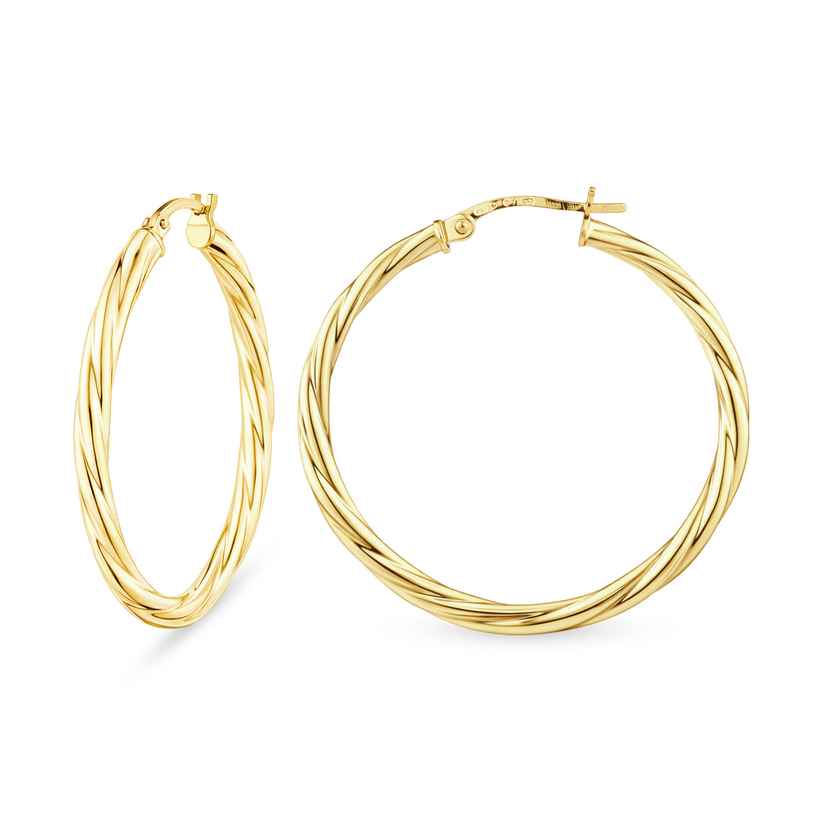 9ct Gold Twisted Hoop Creole Earrings