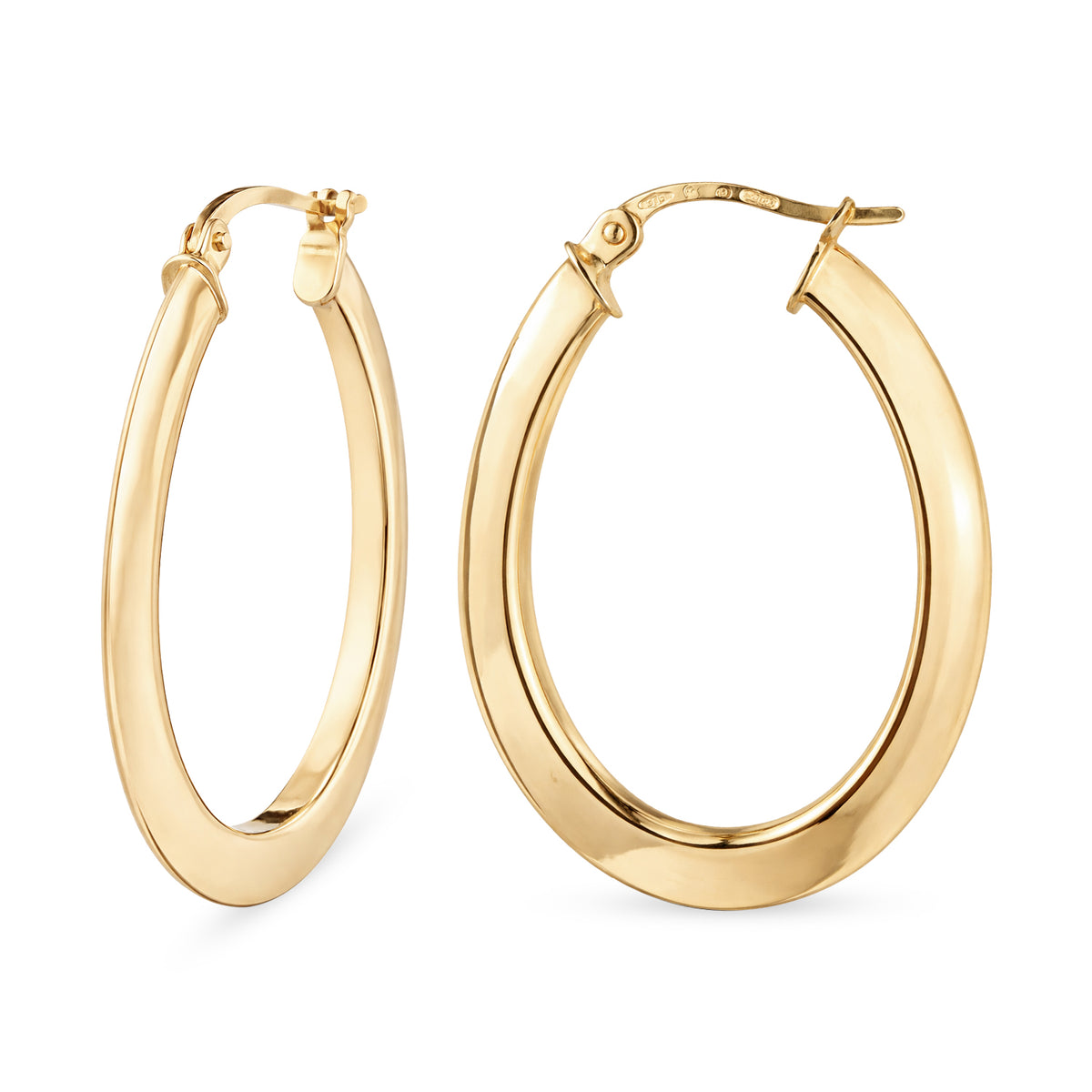 9ct Gold Plain Oval Creole Earrings