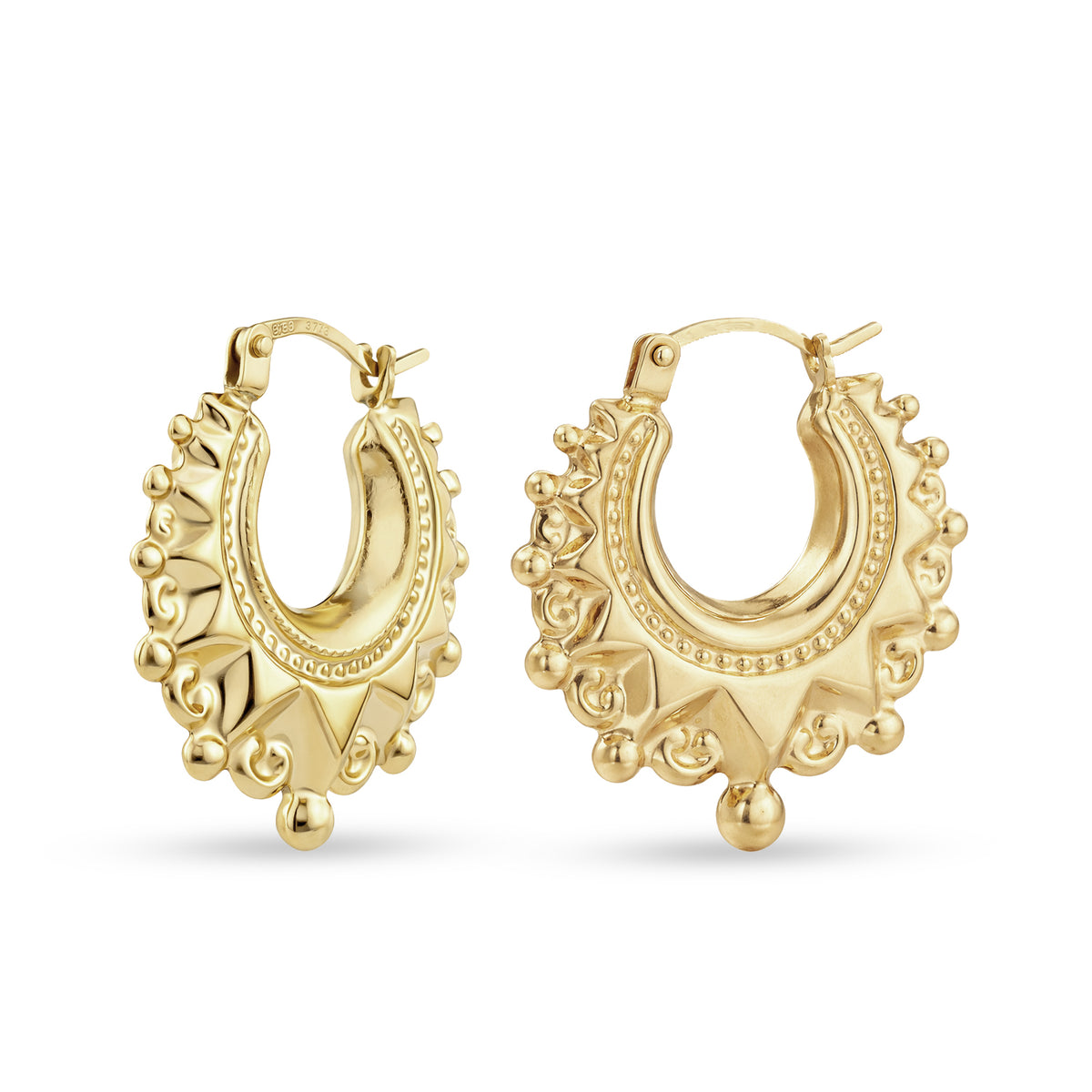 9ct Gold Victorian Style Hoop Creole Earrings