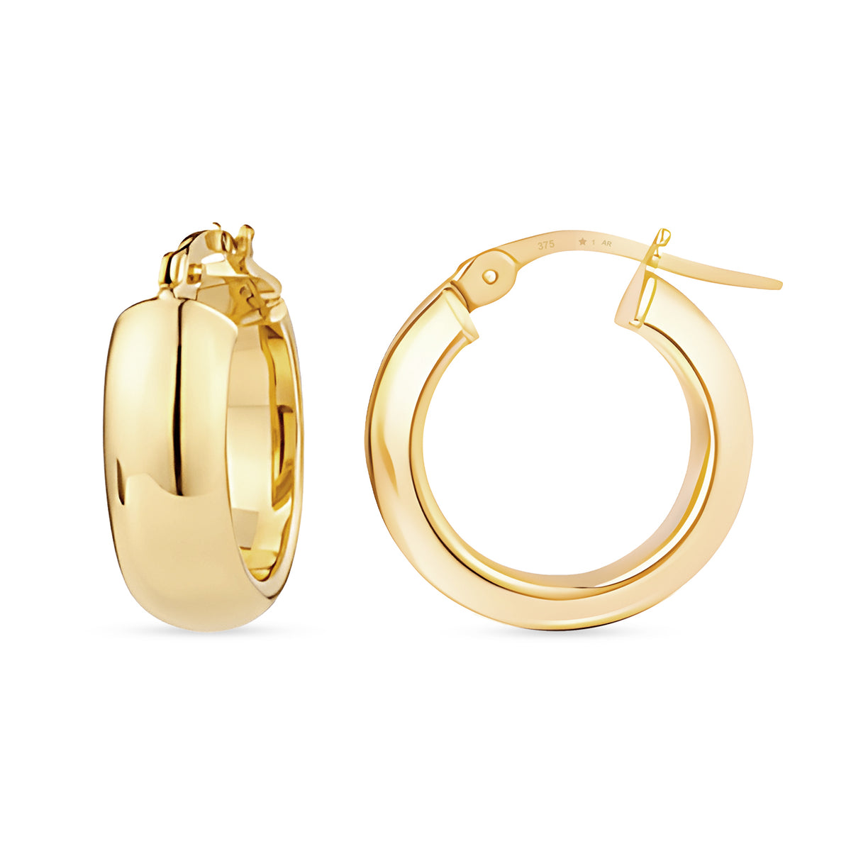 9ct Gold Plain Domed Hoop Creole Earrings
