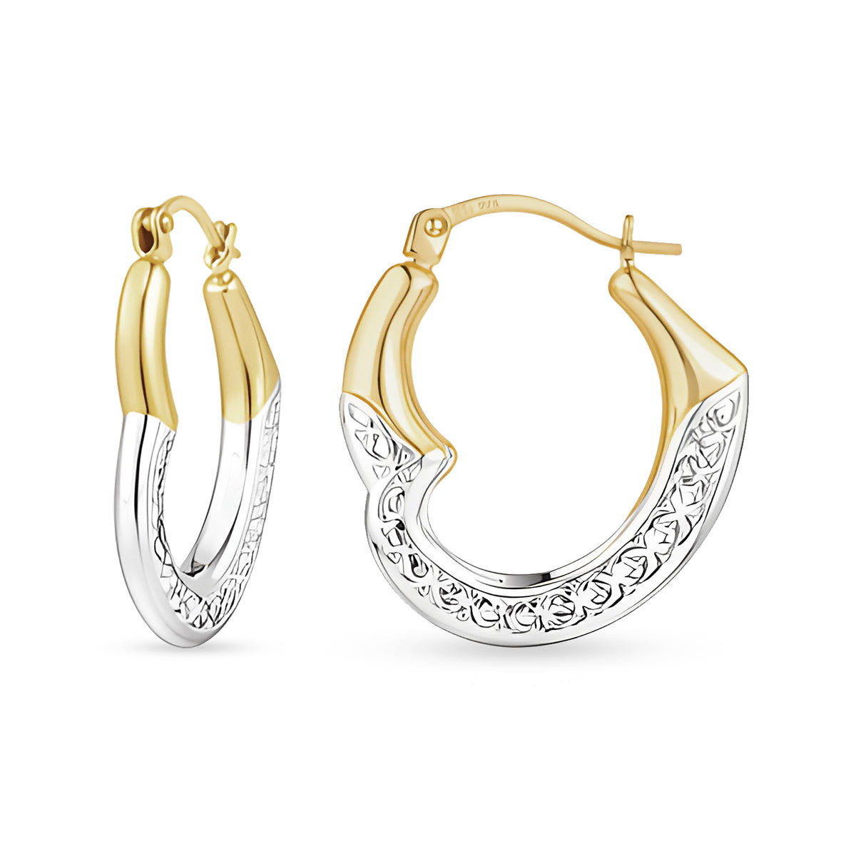 9ct Gold Heart Creole Earrings