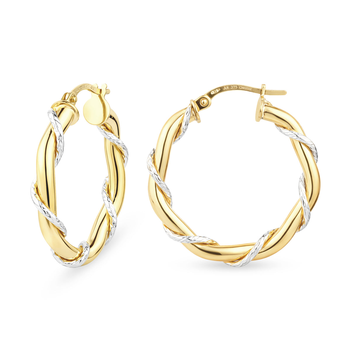 9ct Gold Twisted Hoop Creole Earrings