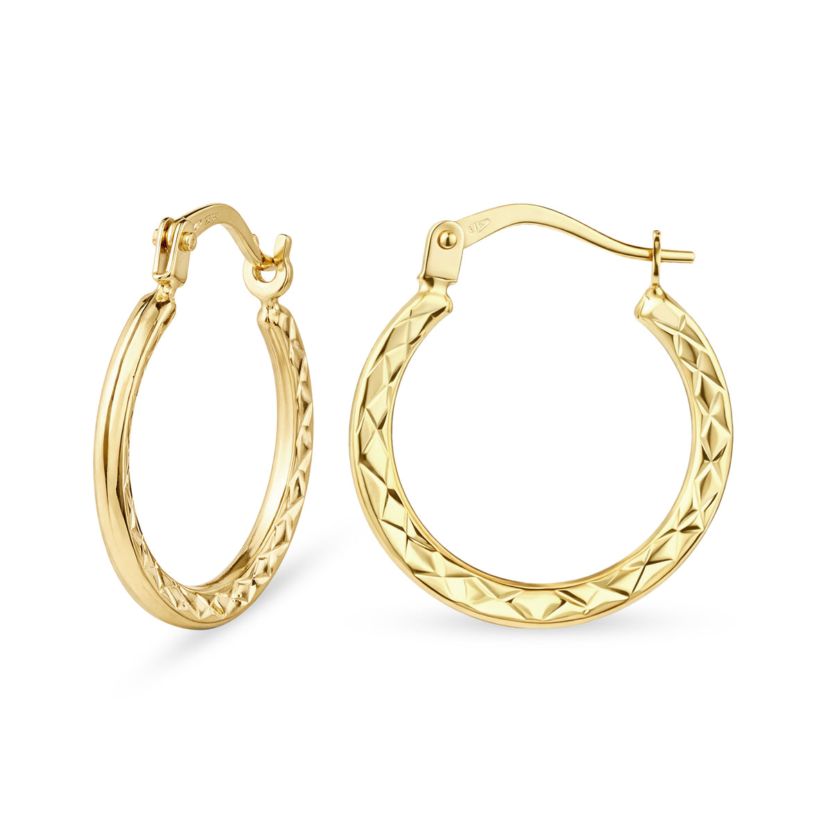 9ct Gold Diamond Cut Hoop Creole Earrings