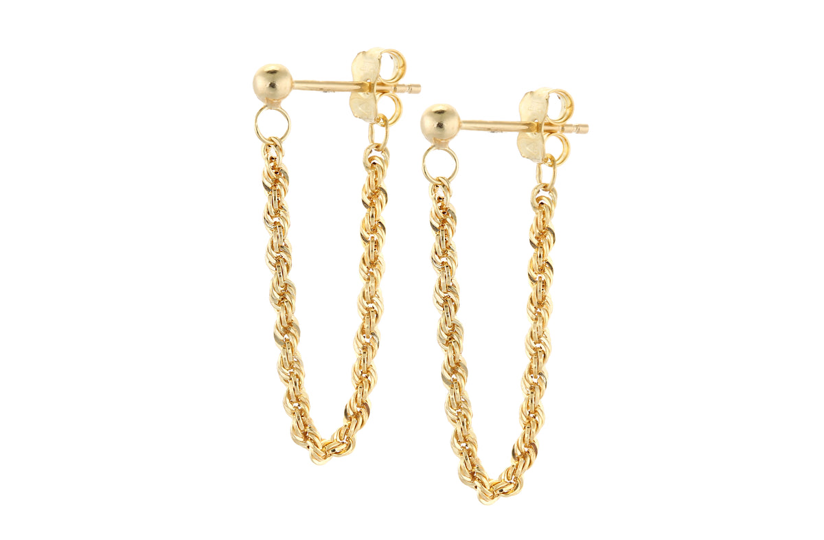 9ct Gold Rope Drop Earrings