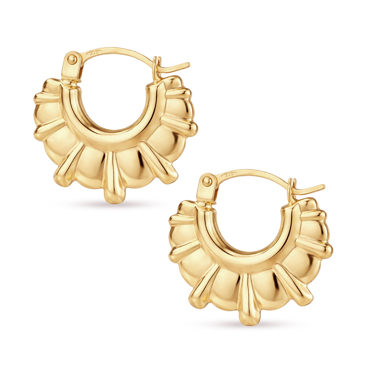 9ct Gold Victorian Style Spike Creole Earrings