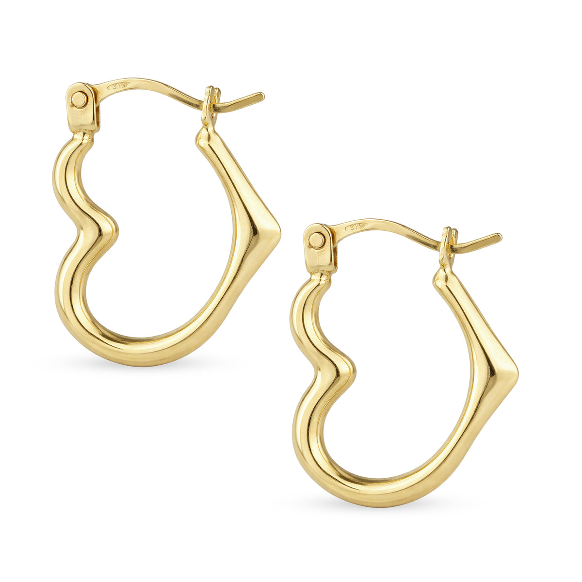 9ct Gold Heart Creole Earrings