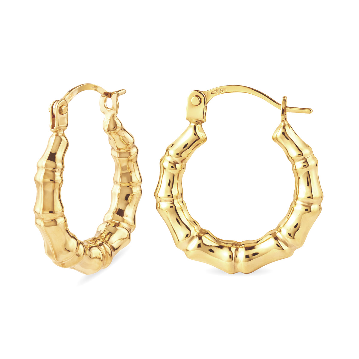9ct Gold Bamboo Hoop Creole Earrings