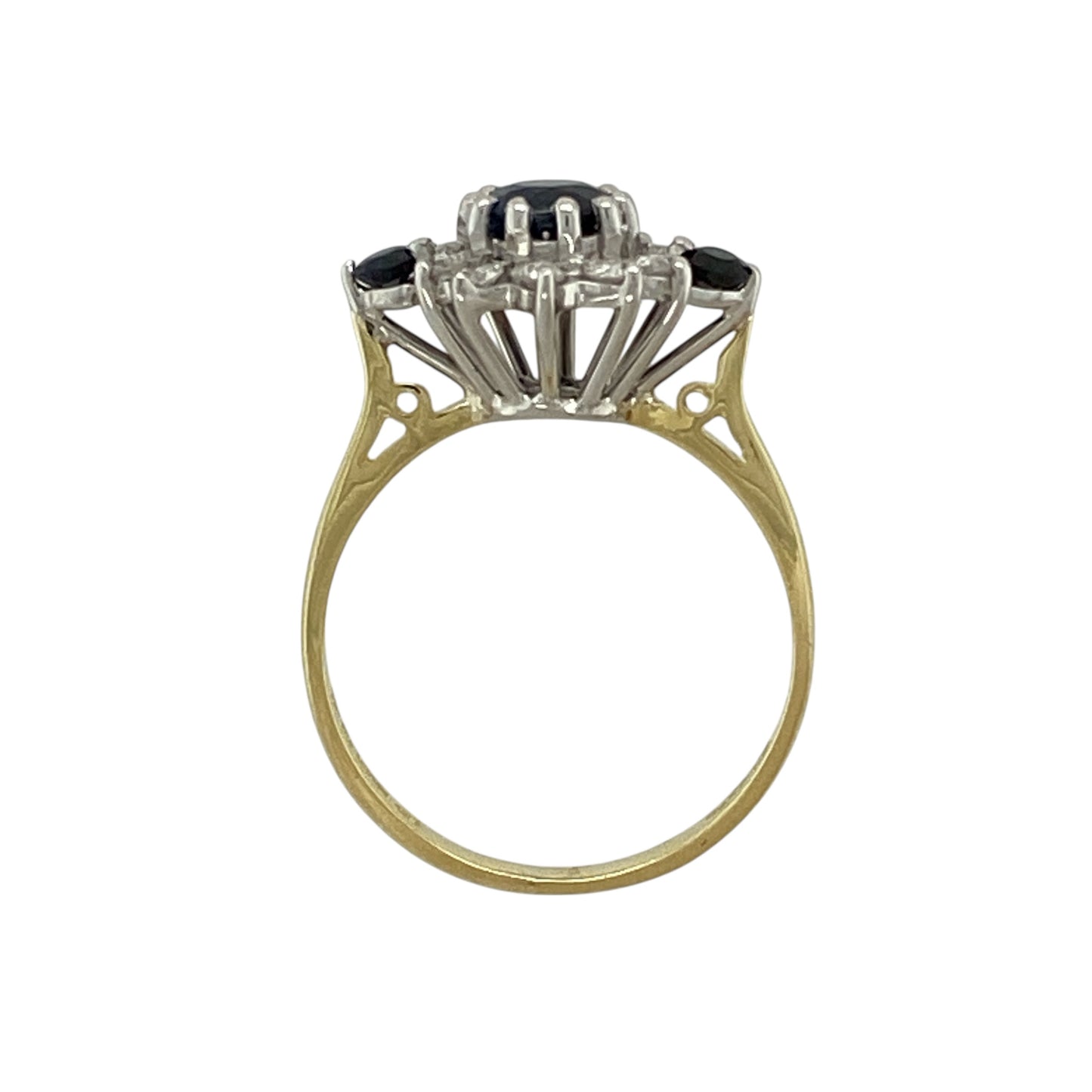 18ct Gold Diamond & Sapphire Set Cluster Ring