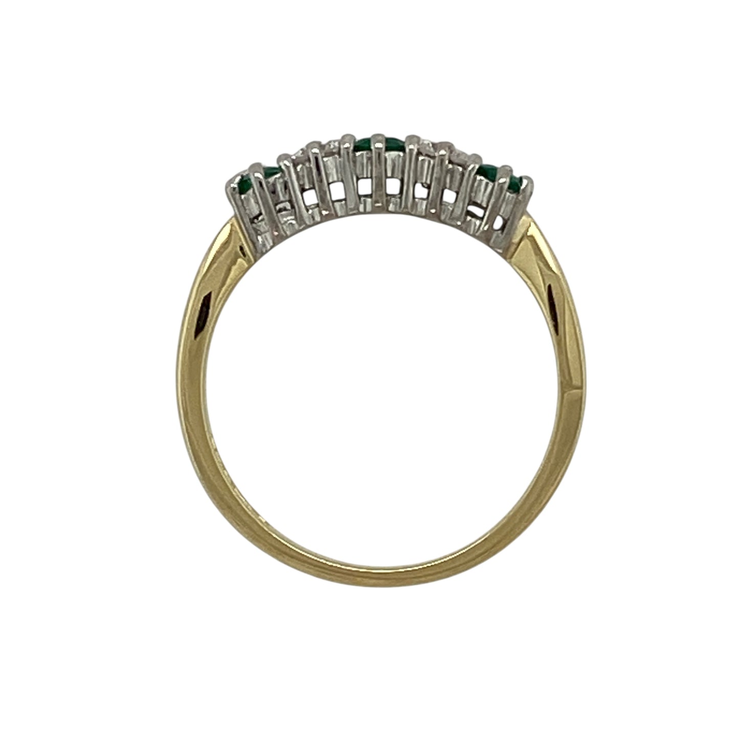 18ct Gold Diamond & Emerald Set Band Ring
