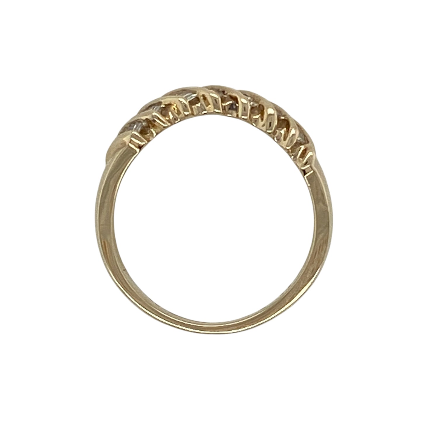 9ct Gold & Diamond Set Striped Band Ring