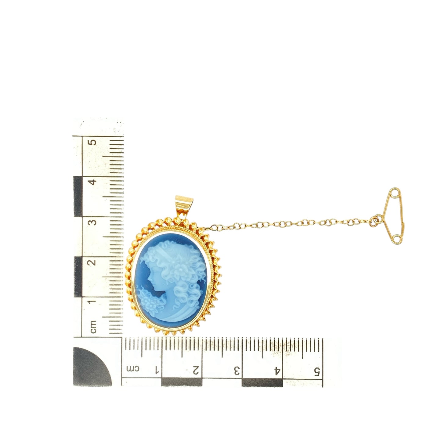 9ct Gold & Blue Cameo Set Brooch/Pendant