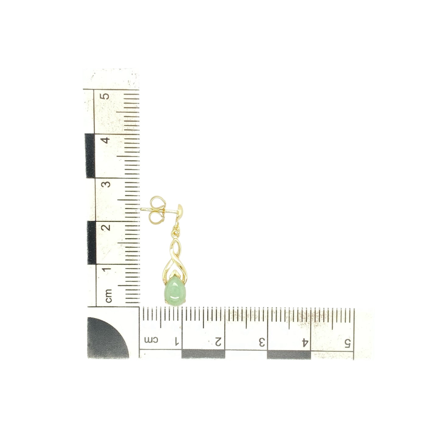 9ct Gold & Jade Set Drop Earrings