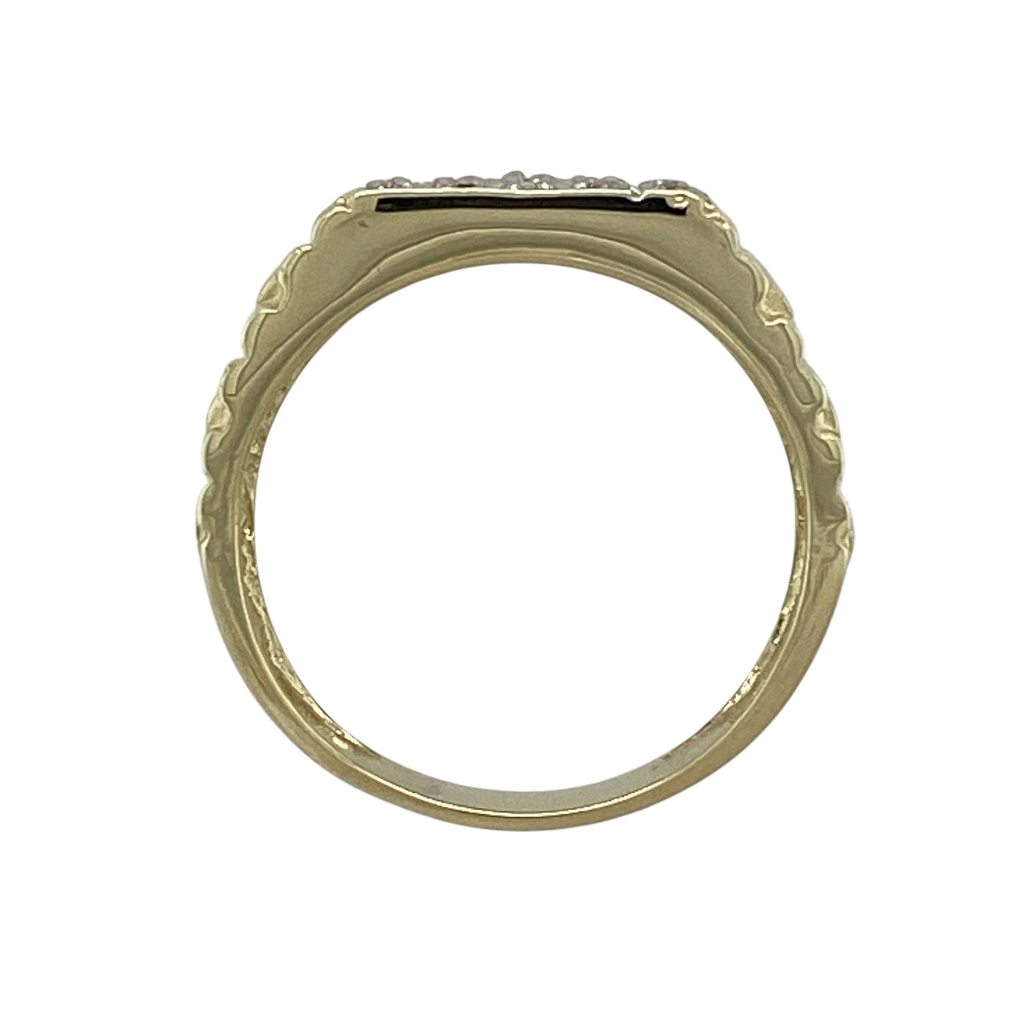 9ct Gold & Diamond Set Greek Key Signet Ring
