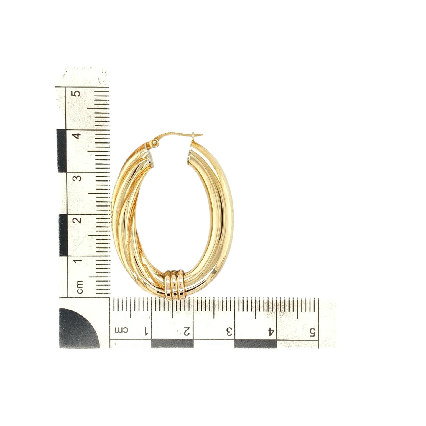 9ct Gold Twisted Large Oval Creole Earrings