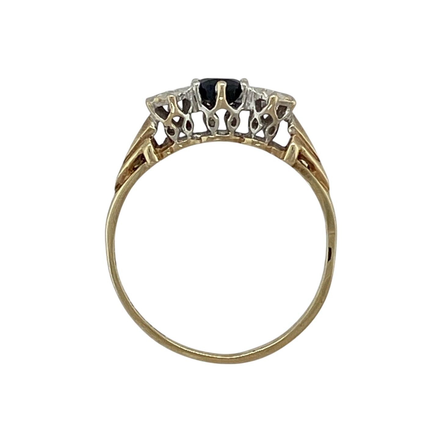 9ct Gold Diamond & Sapphire Set Trilogy Ring