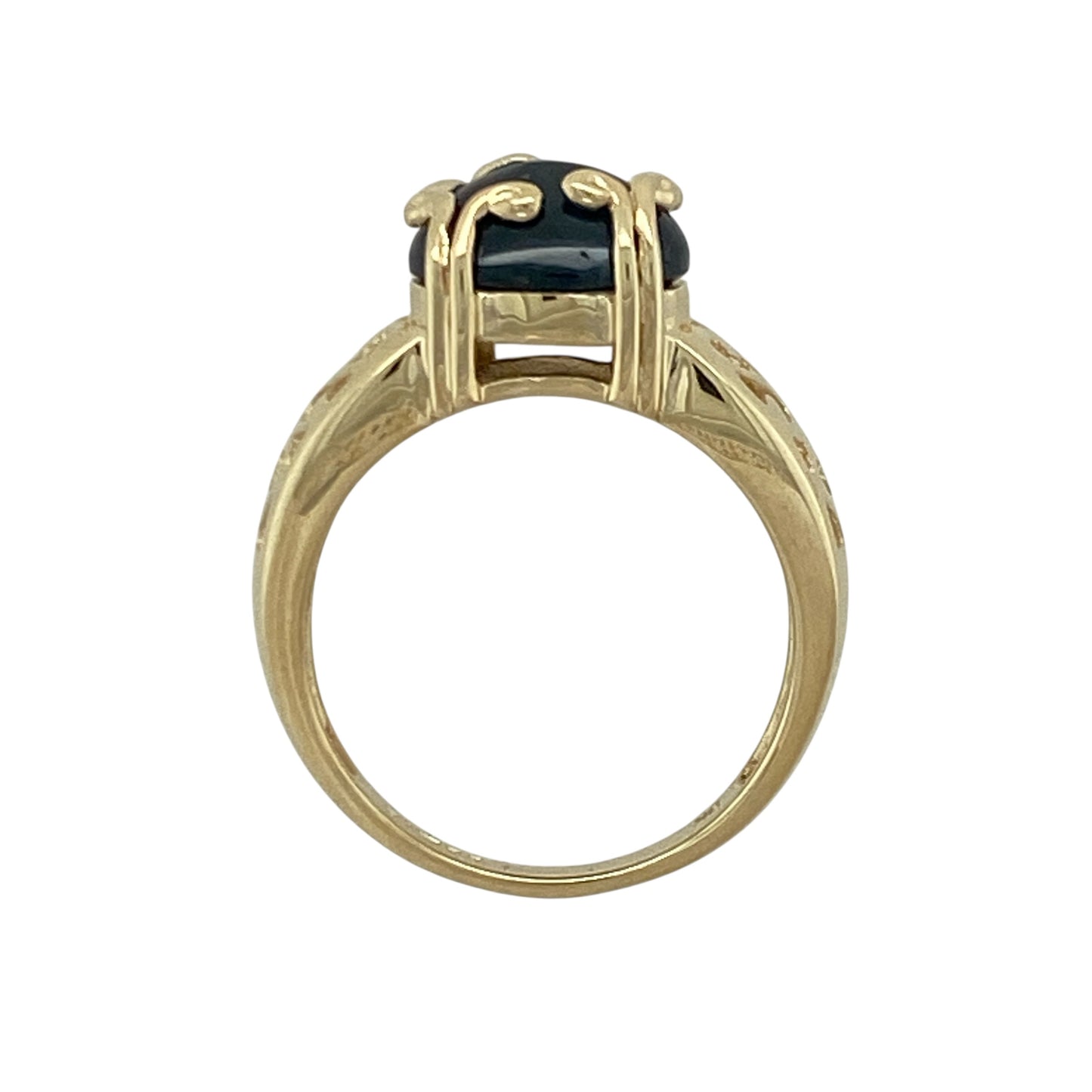 9ct Gold & Blue Stone Swirl Detail Ring