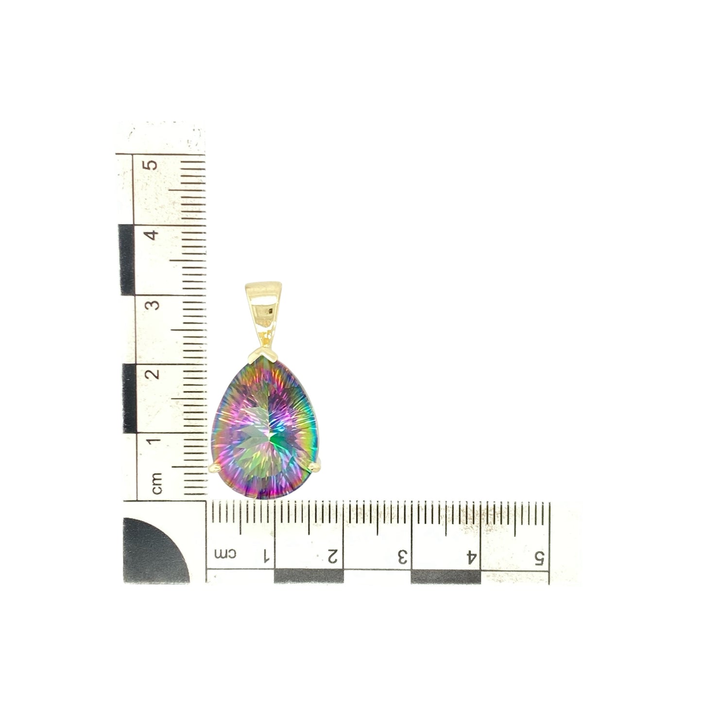 9ct Gold & Mystic Topaz Set Teardrop Pendant