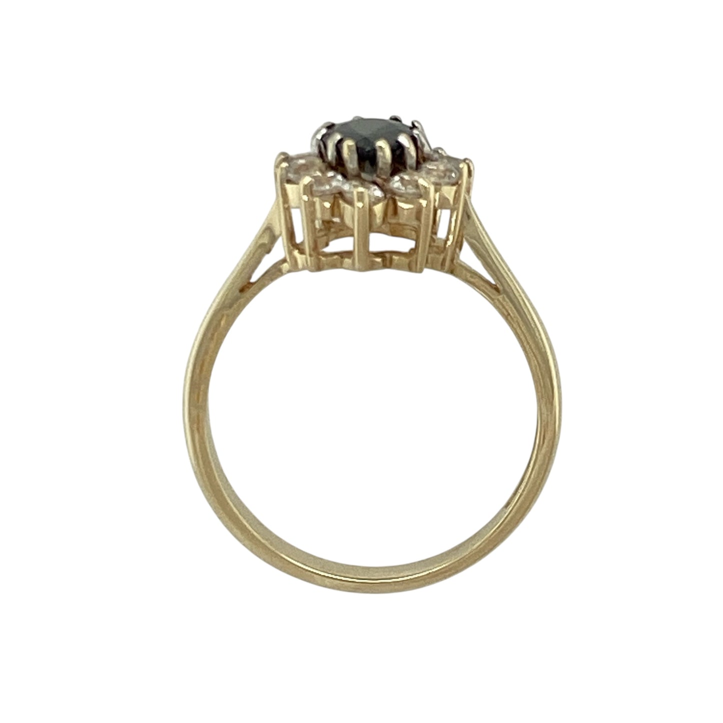 9ct Gold Sapphire & Cubic Zirconia Set Teardrop Cluster Ring