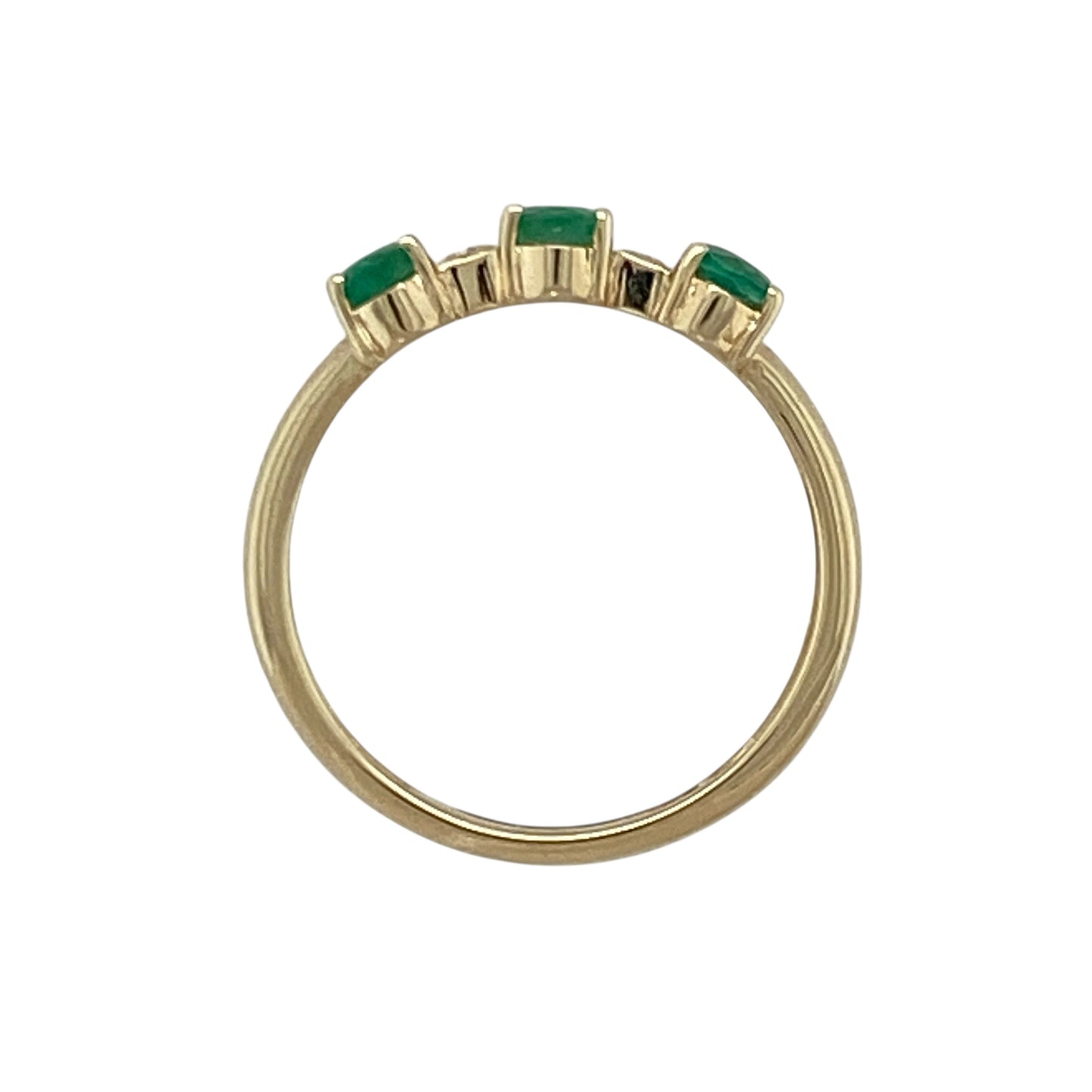 9ct Gold Diamond & Emerald Set Trilogy Band Ring