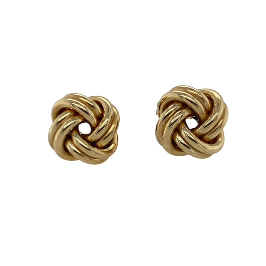 Add timeless elegance to your jewellery collection with these pre-owned 9ct yellow gold 10mm knot stud earrings, offering classic styling with subtle dimension. A versatile pair perfect for everyday wear or effortless sophistication.
Design: Each earring features a traditional knot motif measuring approximately 10mm in diameter, symbolising unity and eternity. The interwoven design creates gentle texture and depth while maintaining a refined and balanced silhouette.