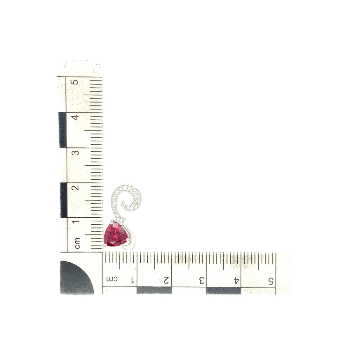 9ct White Gold Diamond & Pink Stone Set Pendant