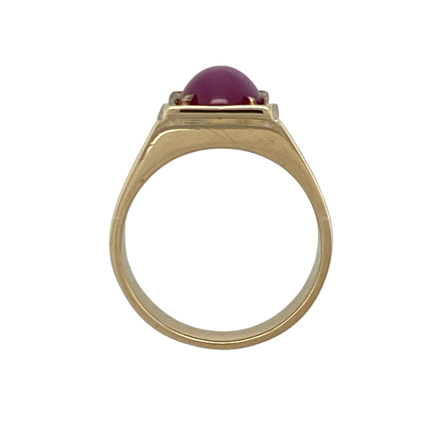 14ct Gold & Pink/Purple Stone Set Signet Ring