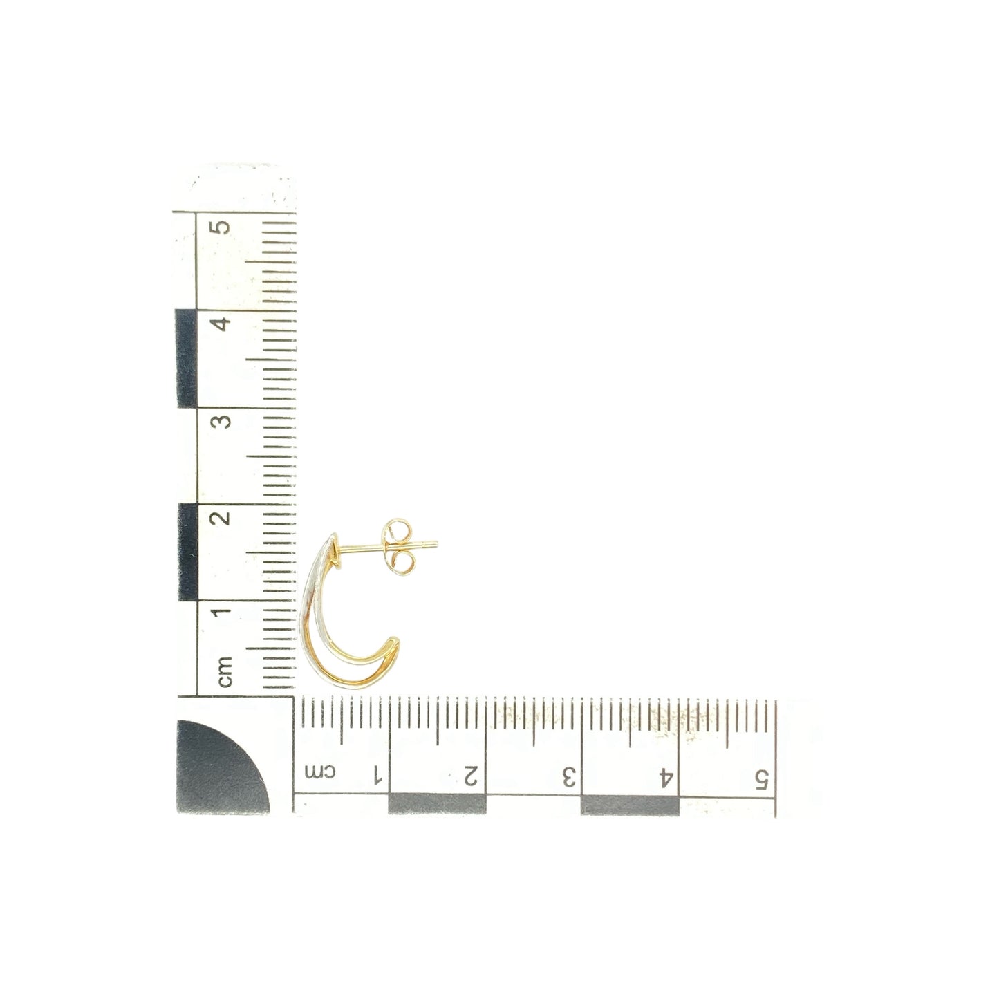 9ct Gold & Diamond Set Double Stand Curved Stud Earrings