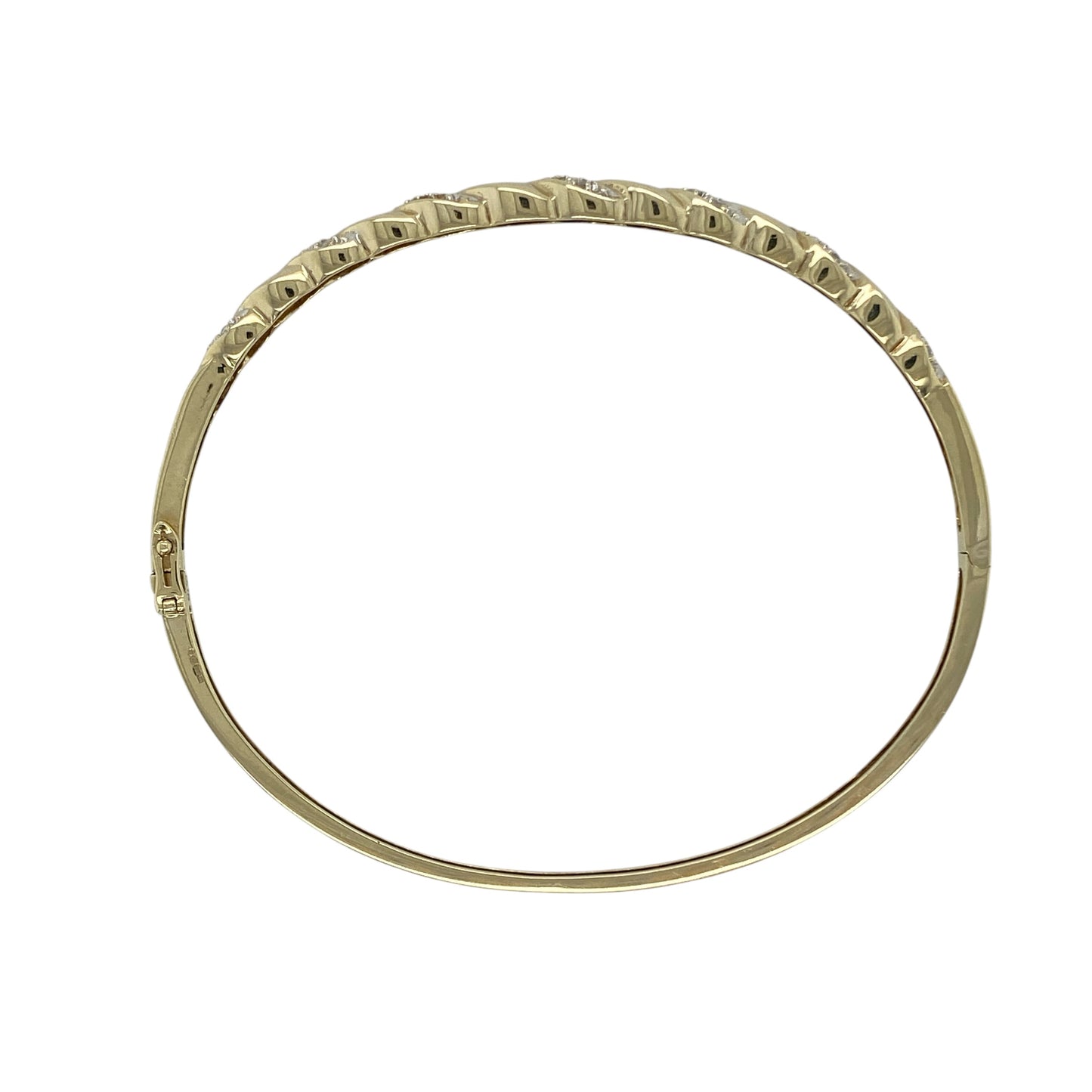 9ct Gold & Diamond Set Twisted Hinged Bangle